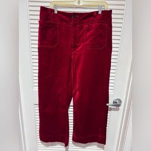 Anthropology, red velvet cropped pants size 32 Maeve Collette Brand - worn once